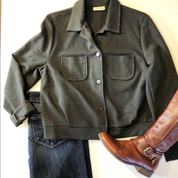 Amanda Smith Gray Button Up Heavier Knit Jacket - Picture 3 of 8